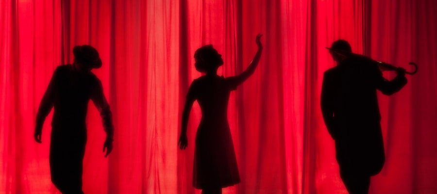 Theater stage with dramatic lighting